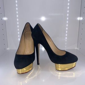Charlotte Olympia Dolly suede black pumps 37.5
